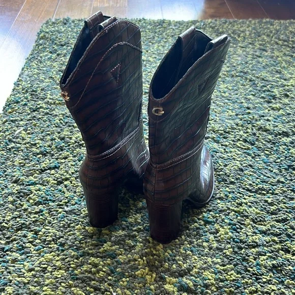 Guess Vegan Crocodile Leather Cowboy-Inspired Heeled Boots - Picture 3 of 3